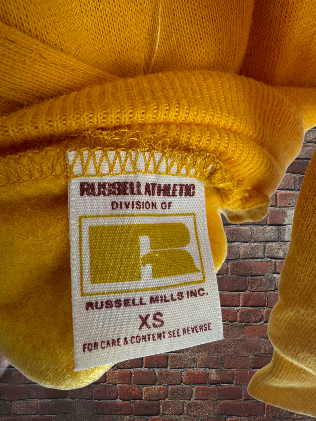 Vintage Deadstock Russell Athletic Gold Hoodie XS Gold-Tag 1970s Pullover