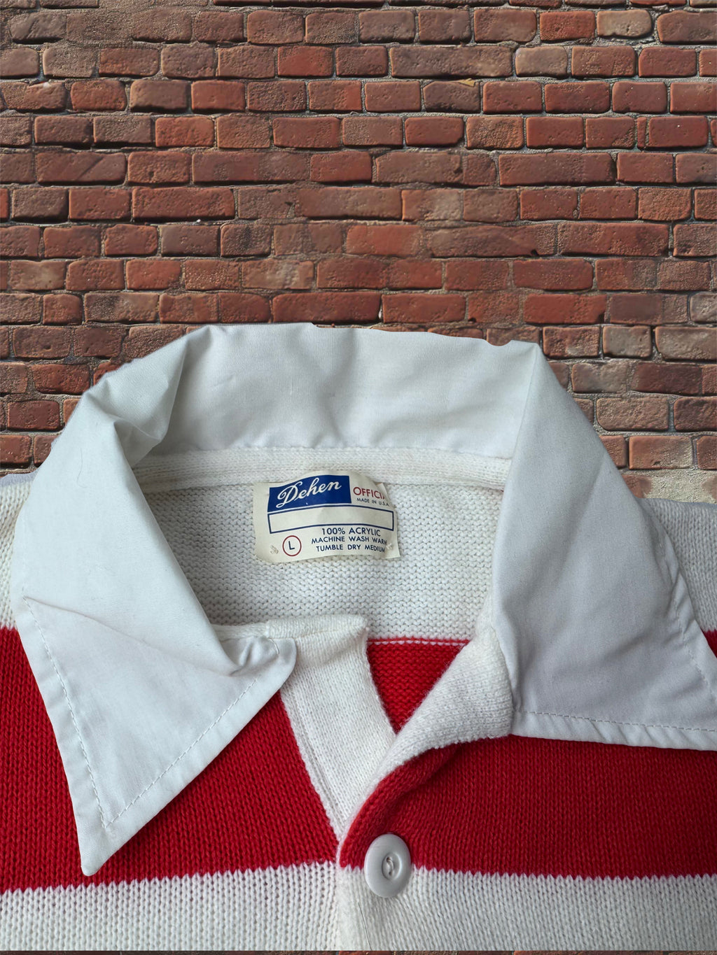 Vintage Dehen Red & White Striped Cheer Sweater – Large
