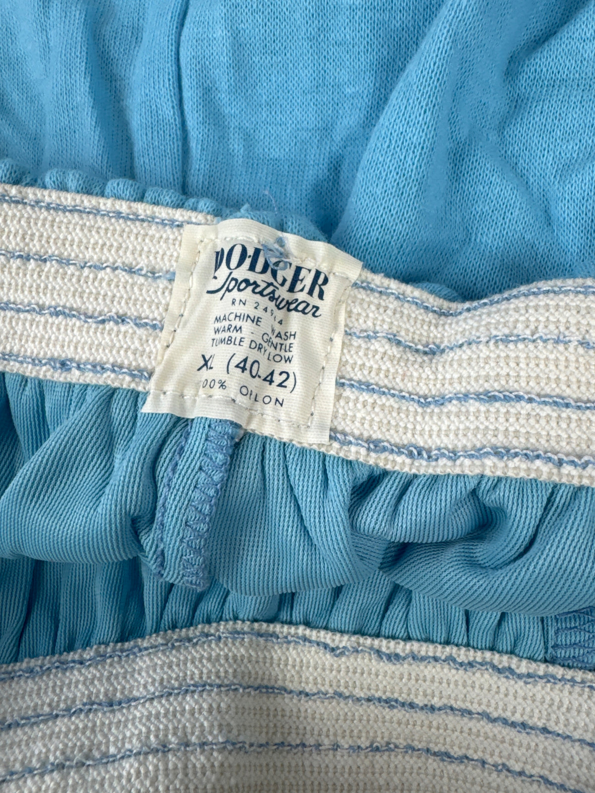 Deadstock Dodger Gym Shorts Columbia Blue 100% Orlon Vintage Athletic Shorts Made in USA