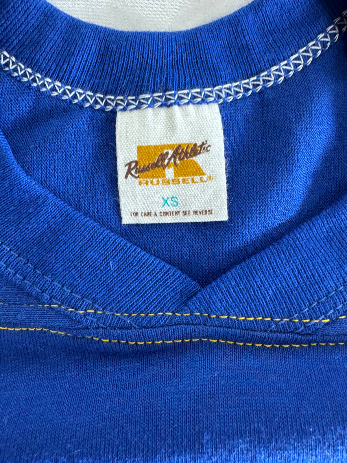 Vintage Russell Athletic XS Gold-Tag Streetwear T‑Shirt Deadstock NWOT Royal Blue-Gold
