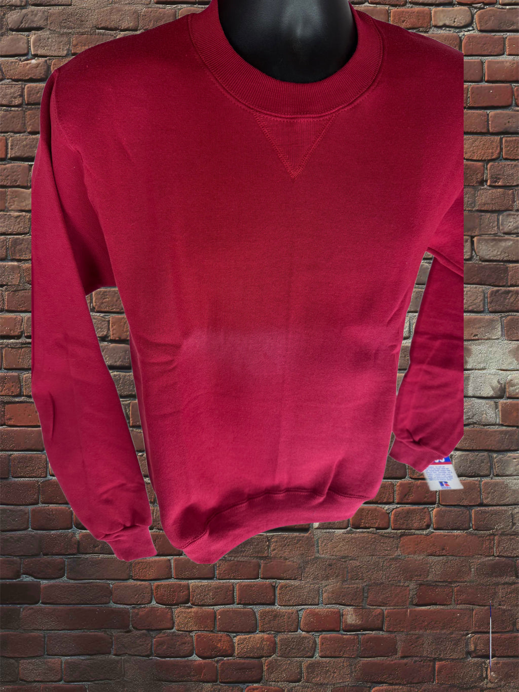 Vintage Deadstock Russell Athletic Cardinal Red Sweatshirt Small Blue-Tag 1980s