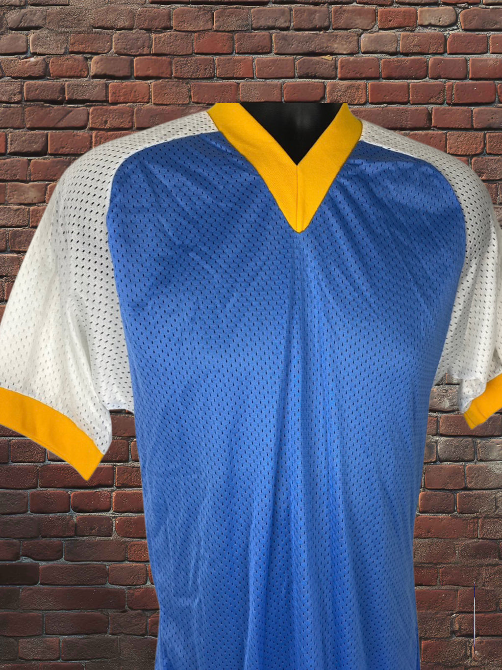Vintage Russell Athletic Nylon Mesh Jersey Columbia Blue-Gold White Deadstock