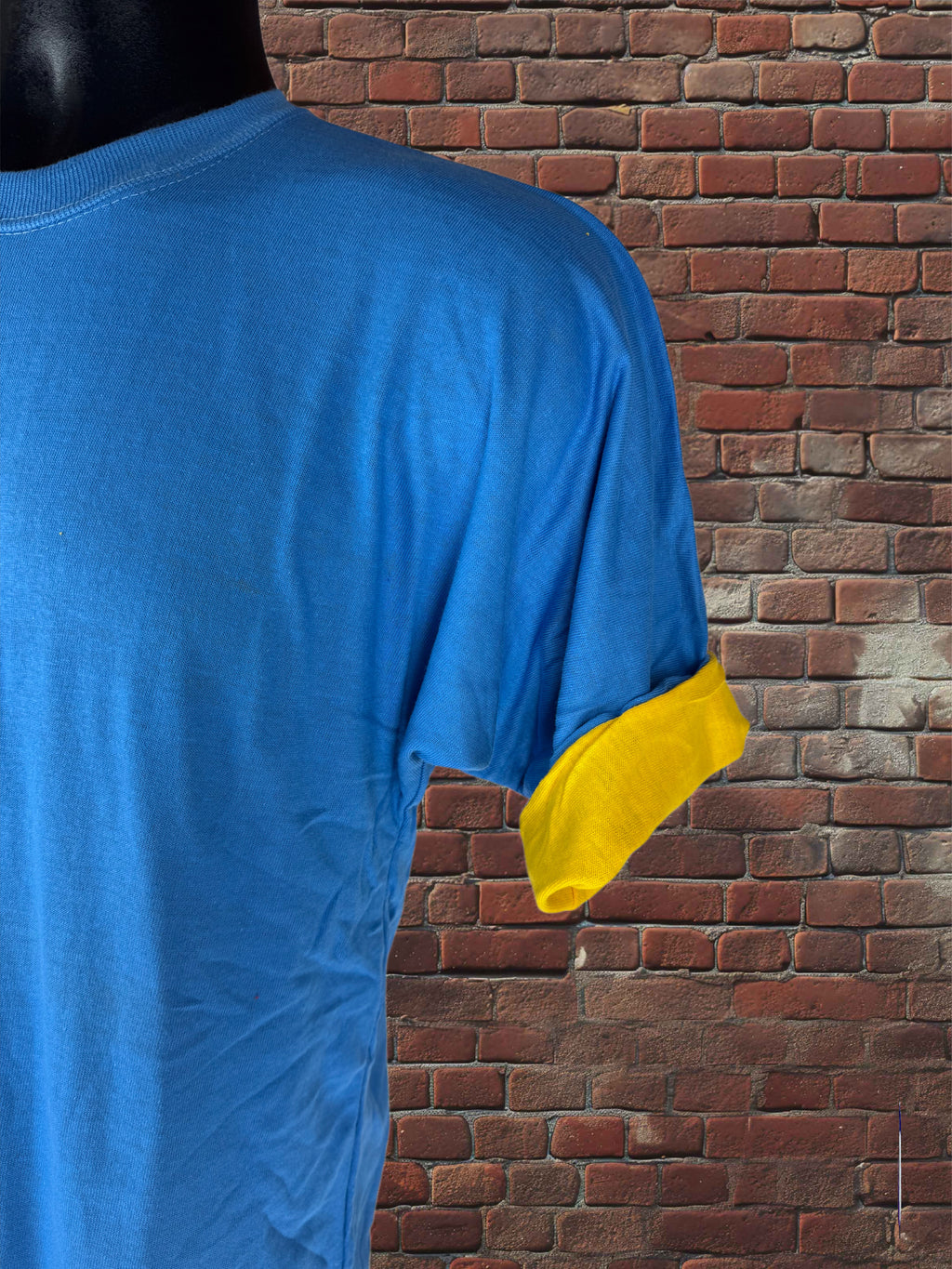 Vintage Russell Athletic Large Gold-Tag Reversible T-Shirt Deadstock Columbia Blue/Gold 70s