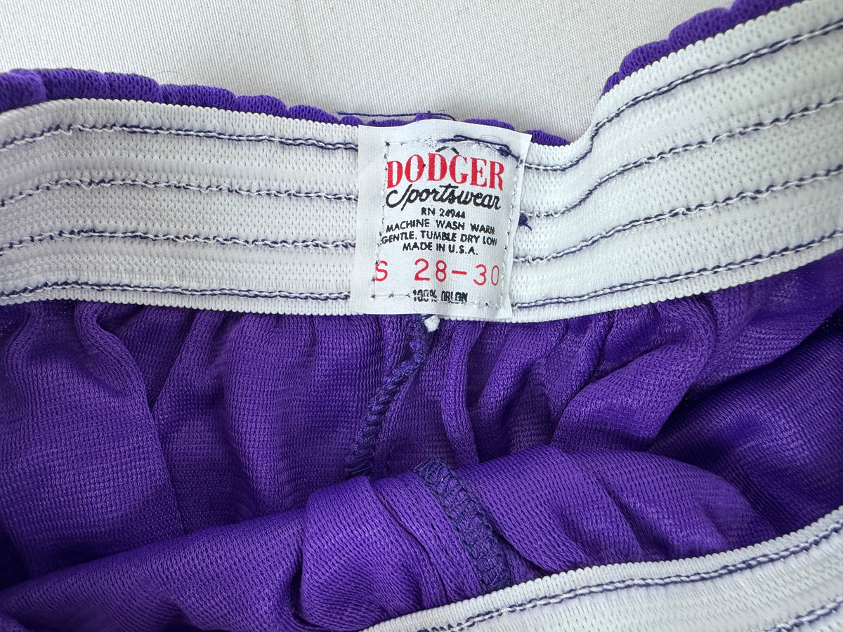 Deadstock Dodger Gym Shorts Purple 100% Orlon Vintage Athletic Shorts Made in USA