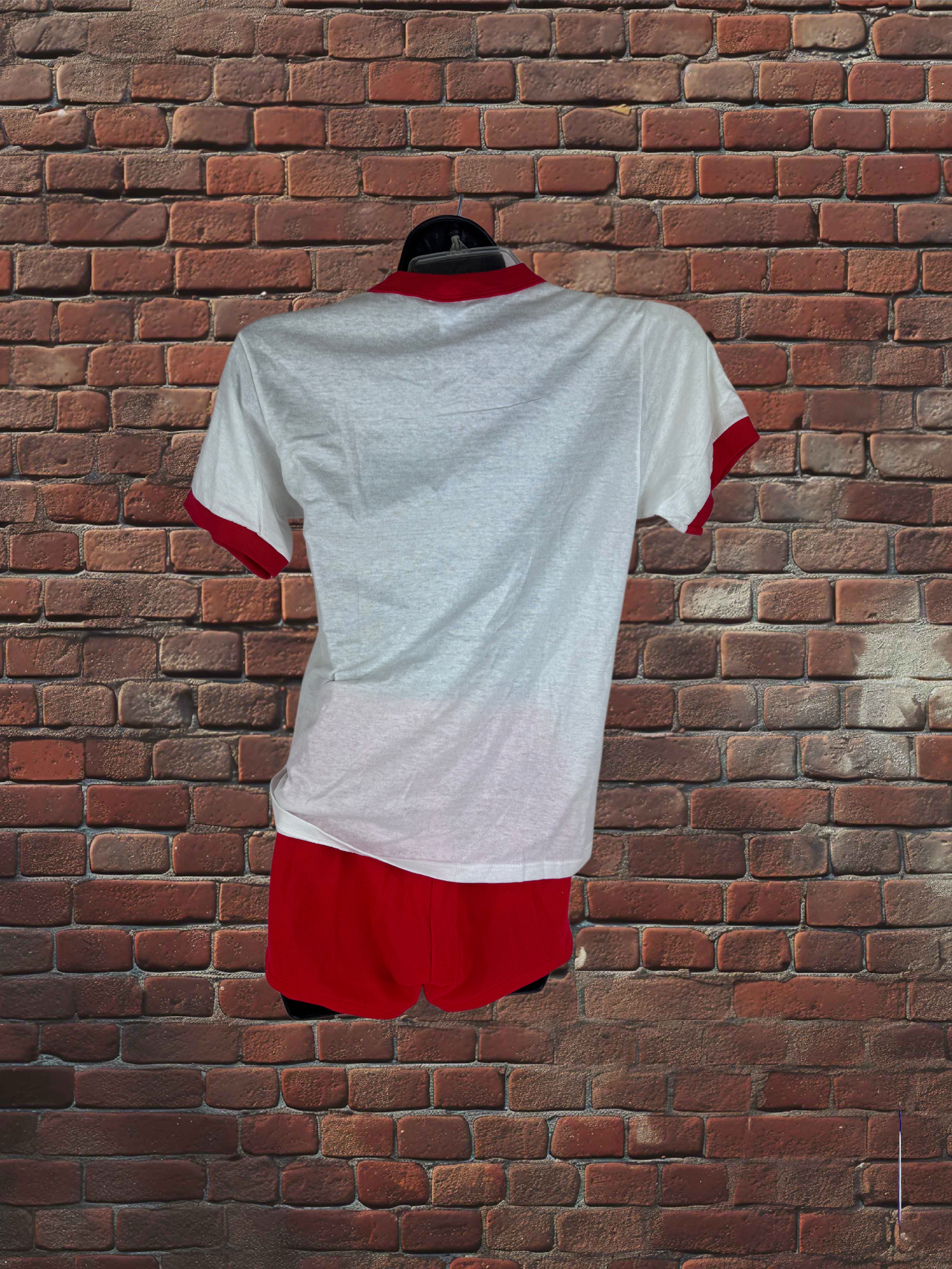Drop Zero — Outfit 2 (Small) — Russell/Dodger Ringer Set — Red/White/Rainbow