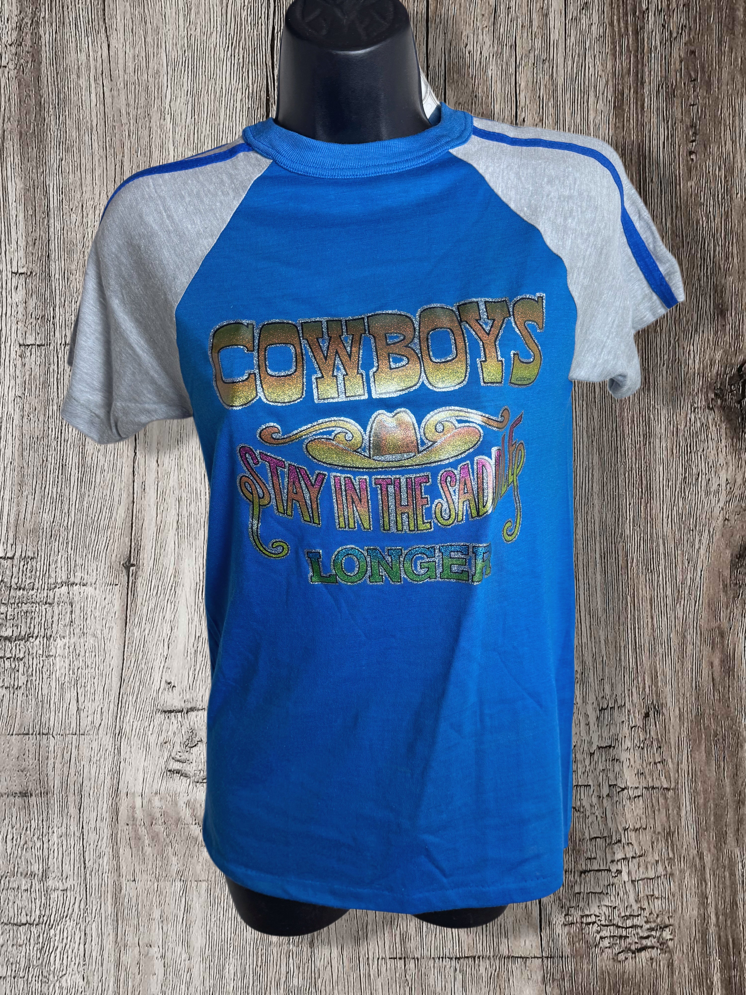 Hybrid Vintage Tee-Moorewear USA Blank + Cowboys Stay In The Saddle Longer True Vintage Transfer (Small)