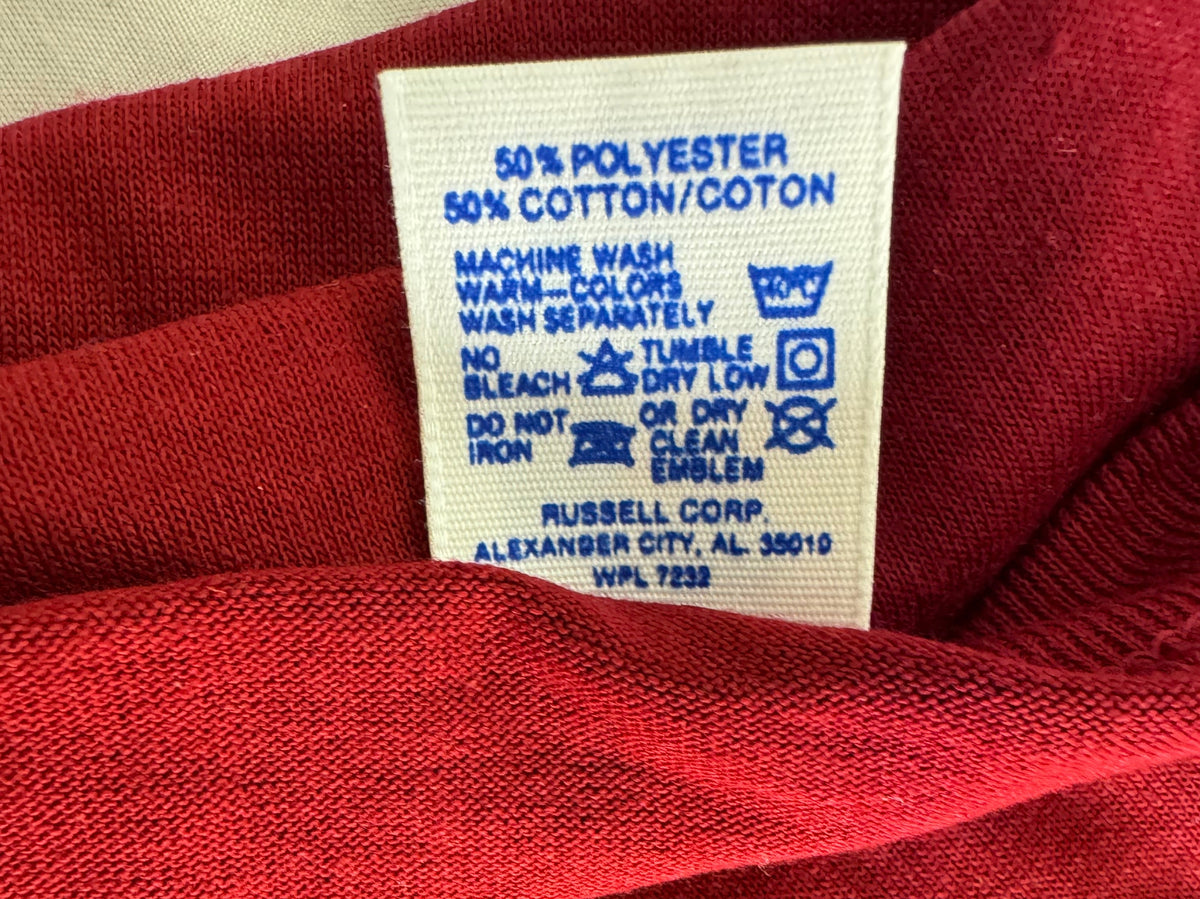 Vintage 1980s Russell Athletic Cardinal Red T-Shirt – Made in USA – 50/50 Blend