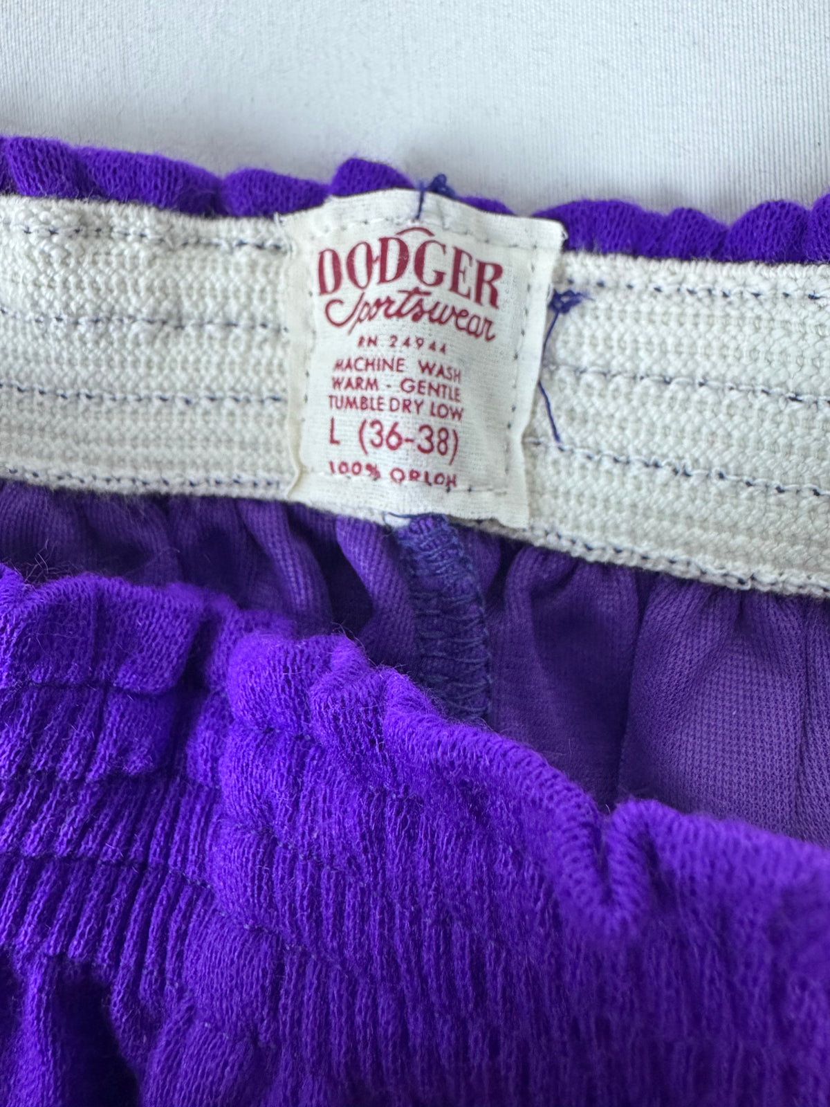 Deadstock Dodger Gym Shorts Purple 100% Orlon Vintage Athletic Shorts Made in USA