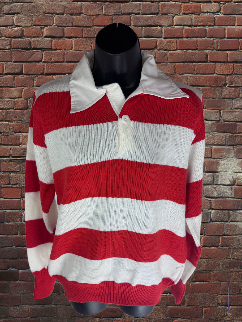Vintage Dehen Red & White Striped Cheer Sweater – Large