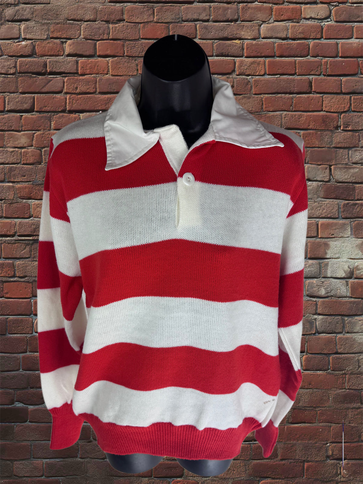 Vintage Dehen Red & White Striped Cheer Sweater – Large