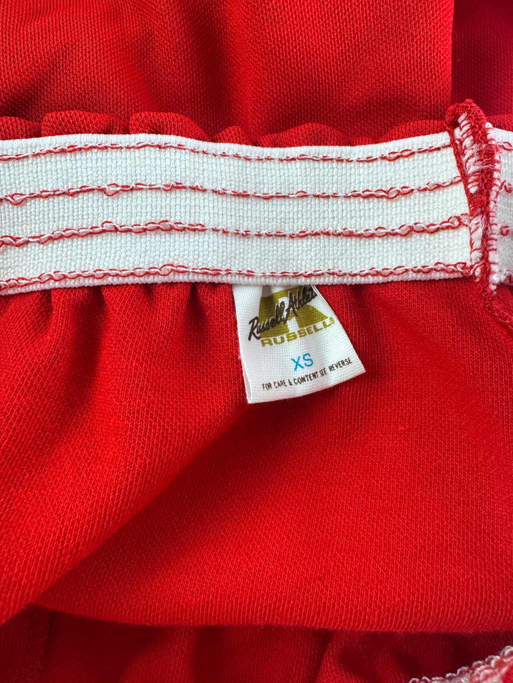 Vintage Russell Athletic XS Gym Shorts Scarlet Red/Gold Deadstock NWOT Gold Tag 70s